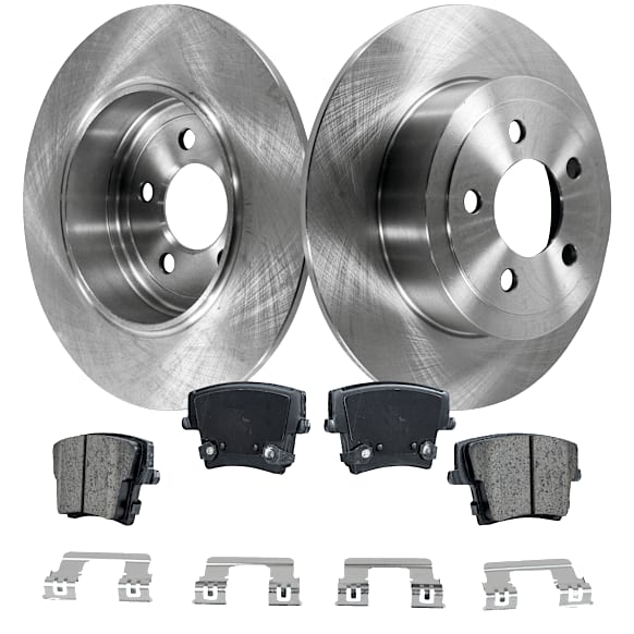 2010 Dodge Challenger - 4-Piece Kit Rear Brake Disc and Pad Kit, Plain Surface, 5 Lugs, 320.04 mm, Ceramic, 3.5L 6Cyl, Pro-Line Series  Includes (2) Brake Disc and (1) Brake Pad Set