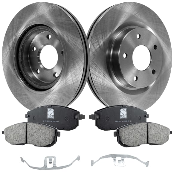 2012 Nissan Altima - 4-Piece Kit Front Brake Disc and Pad Kit, Plain Surface, 5 Lugs, Ceramic, 3.5L 6Cyl, Pro-Line Series  Includes (2) Brake Disc and (1) Brake Pad Set
