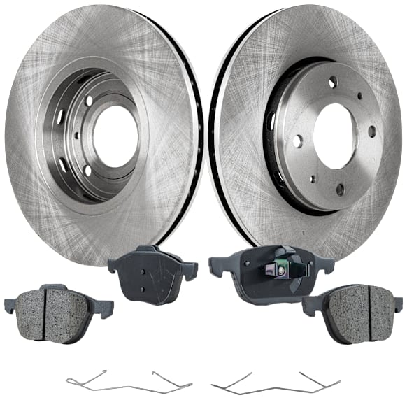 2008 Volvo S40 - 2-Wheel Set Front Brake Disc and Pad Kit, Plain Surface, 4 Lugs, 280.92 mm, Ceramic, 4 Lug, Enginedesignationname: B244S4, 278mm, 300mm or 30mm Brake Rotors, 2.4L 5Cyl, Pro-Line Series  Includes (2) Disc and (1) Pad Set