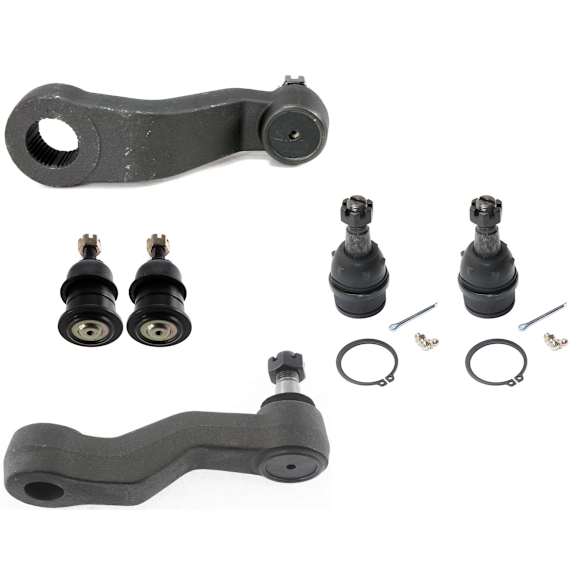 2001 GMC Sierra 1500 - 6-Piece Kit Front Suspension Kit, Four Wheel Drive, 4.150 in. Length, For Cast Iron Arm, Without Aluminum Steering Knuckles, With 4 Groove Spline, Without Bracket,  Includes (4) Ball Joint, (1) Idler Arm, and (1) Pitman Arm