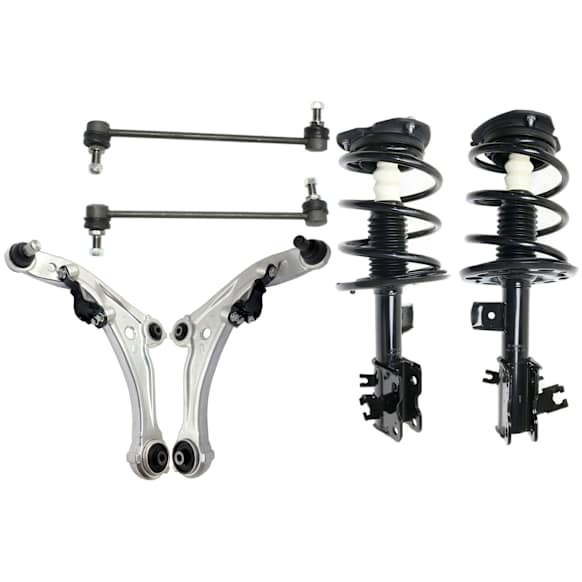 6-Piece Kit Front, Driver and Passenger Side, Lower Control Arm with Loaded Struts and Sway Bar Links, Front Wheel Drive