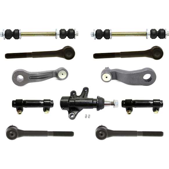 11-Piece Kit Front Suspension, includes Idler Arm, Idler Arm Bracket, Pitman Arm, Sway Bar Link, Tie Rod Adjusting Sleeve, and Tie Rod End