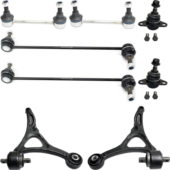 8-Piece Kit Front, Driver and Passenger Side, Lower Control Arm Kit, Includes (2) Ball Joint, (2) Control Arm, and (4) Sway Bar Link