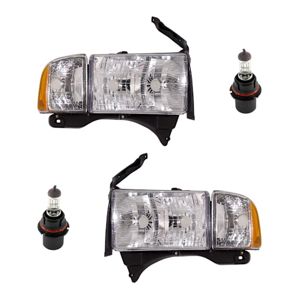 1999-2002 Dodge Ram 3500 - 4-Piece Kit Halogen Headlights, With bulb(s), Includes (2) Headlight and (2) Headlight Bulb
