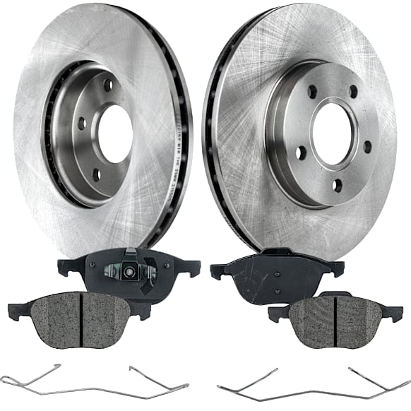 2013 Volvo C30 - 4-Piece Kit Front Brake Disc and Pad Kit, Plain Surface, 5 Lugs, 277.88 mm, Ceramic, 2.5L 5Cyl, Pro-Line Series  Includes (2) Brake Disc and (1) Brake Pad Set