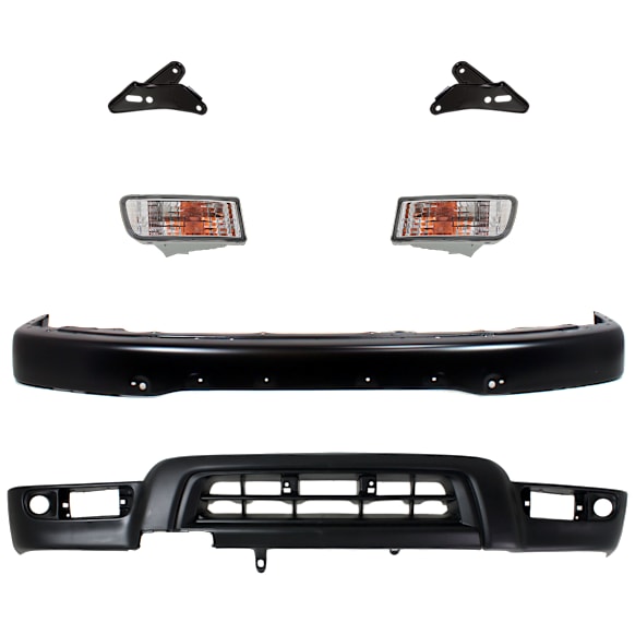 2002 Toyota 4Runner SR5 - 6-Piece Kit Front Valance, For Models With Fender Flares, Valance Panel, Primed, Sport Utility,  Includes (1) Bumper, (2) Bumper Bracket, (2) Turn Signal Light, and (1) Valance