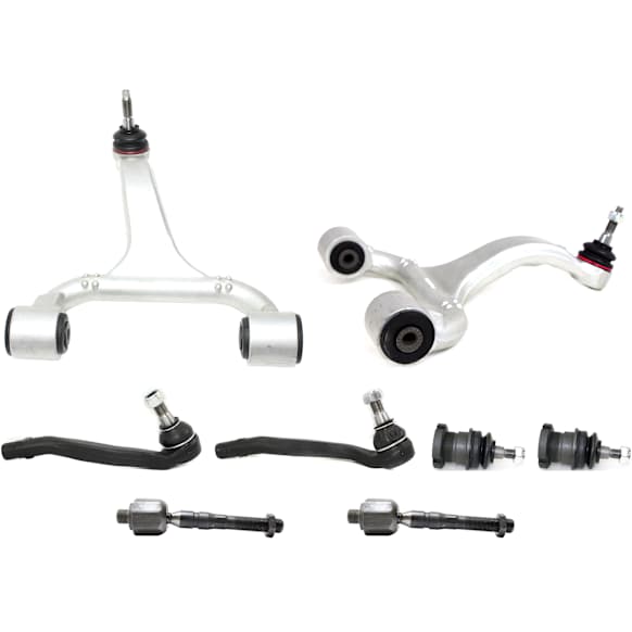 8-Piece Kit Front, Driver and Passenger Side, Upper Control Arm Kit, Includes (2) Ball Joint, (2) Control Arm, and (4) Tie Rod End