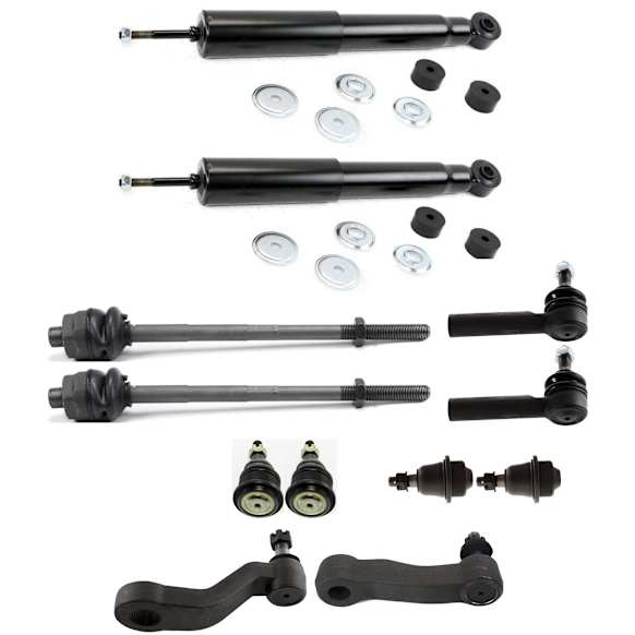 2004 Chevrolet Silverado 2500 HD - 12-Piece Kit Front Suspension Kit, RWD, (9200GVW), 18 (mm) Thread at Centerlink, Press-In Type 3-Groove Spline,  Includes (4) Ball Joint, (1) Idler Arm, (1) Pitman Arm, (2) Shock Absorber, and (4) Tie Rod End