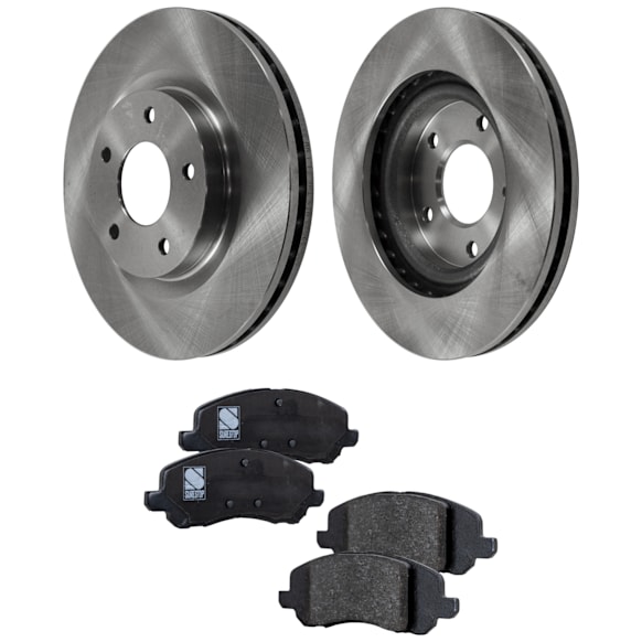 4-Piece Kit Front Brake Disc and Pad Kit, Plain Surface, 5 Lugs