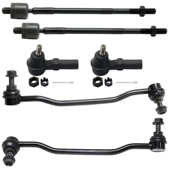 6-Piece Kit Front, Driver and Passenger Side Sway Bar Link, Includes (2) Sway Bar Link and (4) Tie Rod End