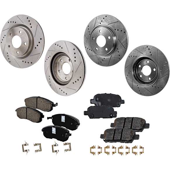 2012 Nissan Altima - 8-Piece Kit Front and Rear Brake Disc and Pad Kit, Cross-drilled and Slotted, Ceramic, engdesig: VQ35DE, Naturally Aspirated, GAS, Nissan Engine, 3.5L 6Cyl, Pro-Line Series  Includes (4) Brake Disc and (2) Brake Pad Set