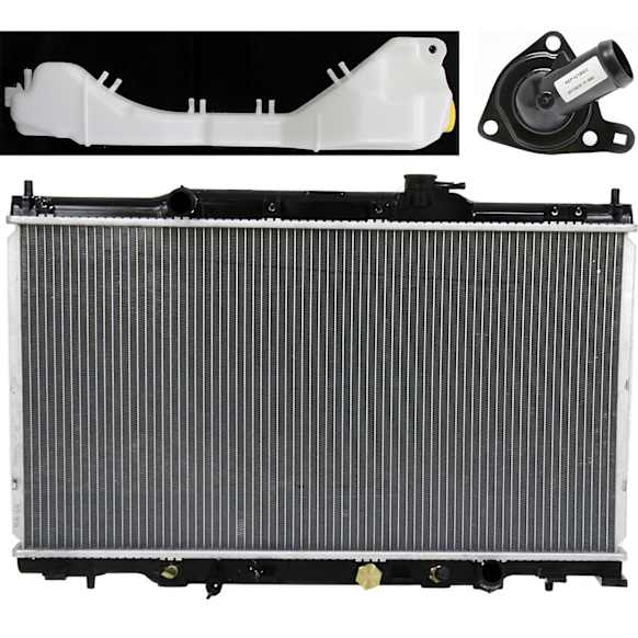 3-Piece Kit Radiator, 2.4L Engine, Aluminum Core, Plastic Tank, includes Coolant Reservoir and Thermostat