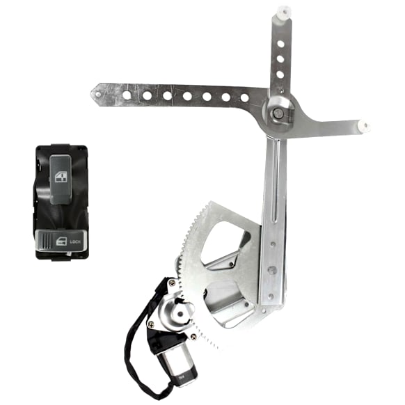 2-Piece Kit, Front, Passenger Side Power Window Regulator, Without Motor, Includes (1) Window Regulator and (1) Window Switch