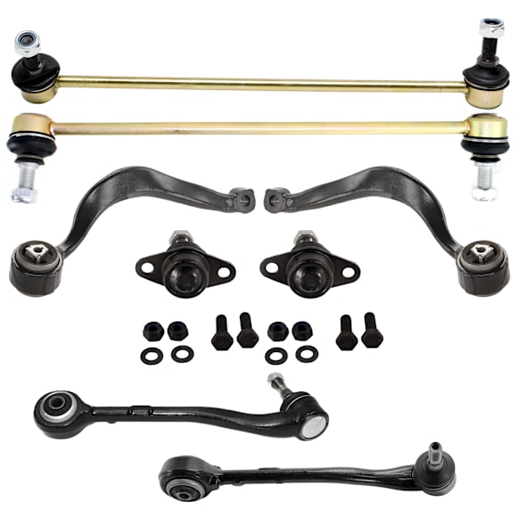 Front, Driver and Passenger Side, Lower, Frontward and Rearward Control Arm