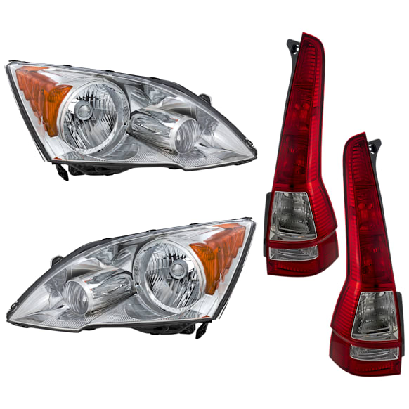 2011 Honda CR-V - 4-Piece Kit Driver and Passenger Side Halogen Tail Light, Without bulb(s), OE Replacement,  Includes (2) Headlight and (2) Tail Light