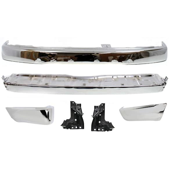 1999 Toyota 4Runner Base - 6-Piece Kit Front Bumper,  For Models Without Sport Package, Chrome, Sport Utility,  Includes (1) Bumper, (2) Bumper Bracket, (2) Bumper End, and (1) Step Bumper