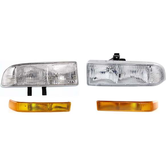 2004 Chevrolet S10 - 4-Piece Kit Driver and Passenger Side Halogen Headlight, With bulb(s), OE Replacement,  Includes (2) Headlight and (2) Turn Signal Light
