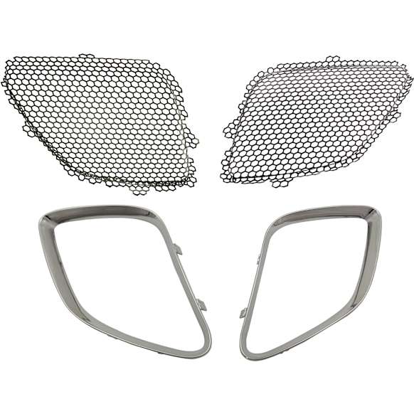 4-Piece Kit, Driver and Passenger Side, Upper, Inner Grille Insert Paintable, Includes (2) Grille Insert and (2) Grille Trim