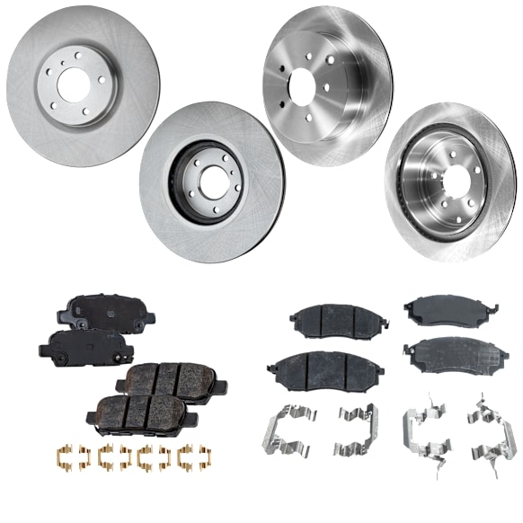 2013 Infiniti M37 X - 8-Piece Kit Front and Rear Brake Disc and Pad Kit, Plain Surface, 5 Lugs, Ceramic, Except Sport Pkg, Production Date From January 2012, engdesig: VQ37VHR, Naturally Aspirated, GAS, Nissan Engine, 3.7L 6Cyl, Pro-Line Series  Includes (4) D