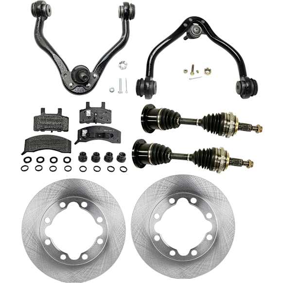 1992 GMC K2500 - 8-Piece Kit Front, Driver and Passenger Side Axle Assembly,  13 in. Rear Drum, For Models With 13 x 2 1/2 in. Brakes, For Models With 7,200 lb Gross Vehicle Weight, New, 4WD, 5.7L 8Cyl