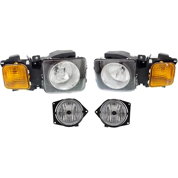 2006 Hummer H3 - 4-Piece Kit Driver and Passenger Side Halogen Headlight, With bulb(s), OE Replacement, Sport Utility,  Includes (2) Fog Light and (2) Headlight