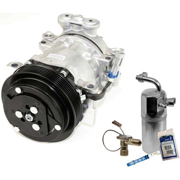 2001 GMC Jimmy - 2-Piece Kit A/C Compressor Kit, 4.3L 6Cyl, 3in Diameter,  Groove, Acum/Drier 1411295, Front Exp Valve 3411243, HT, Hose On Top, O-Ring Seal Kit 132127, PAG 4 Oil, with 2 O'Clock Coil, With Clutch, 6-Groove Pulley