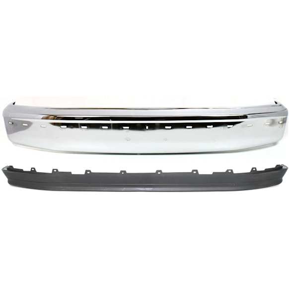 1993 Ford F-350 - 2-Piece Kit Front Bumper, Styleside, For Models With Pad, Without  Cut Outs and Lightning Package, Chrome,  Includes (1) Bumper and (1) Valance