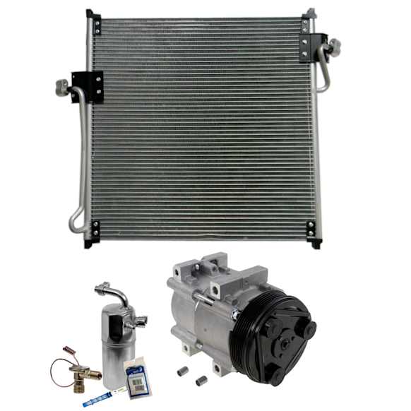 3-Piece Kit A/C Compressor with A/C Condenser, and A/C Service Kit (A/C Accumulator, A/C Orifice Tube, and A/C O-Ring and Gasket Seal Kit), 6-Groove Pulley