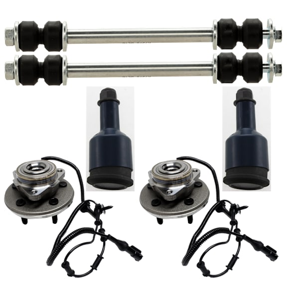 2004 Ford Explorer - 6-Piece Kit Front Suspension Kit, Contains Oversized 7/16 (in) Bolt for Durability,  Includes (2) Ball Joint, (2) Sway Bar Link, and (2) Wheel Hub