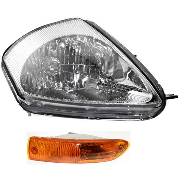 2003 Mitsubishi Eclipse - 2-Piece Kit Passenger Side Halogen Headlight, With bulb(s), OE Replacement,  Includes (1) Headlight and (1) Turn Signal Light