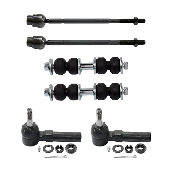6-Piece Kit Front, Driver and Passenger Side, Outer, Inner Tie Rod End Includes (2) Sway Bar Link and (4) Tie Rod End