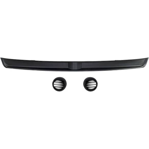 2003 Dodge Ram 2500 - 3-Piece Kit Front Bumper Trim, 1-Piece Inner Filler, For Models Without Tow Hook Holes, With Type 2 Bumper Cover, Black,  Includes (1) Bumper Trim and (2) Fog Light Cover