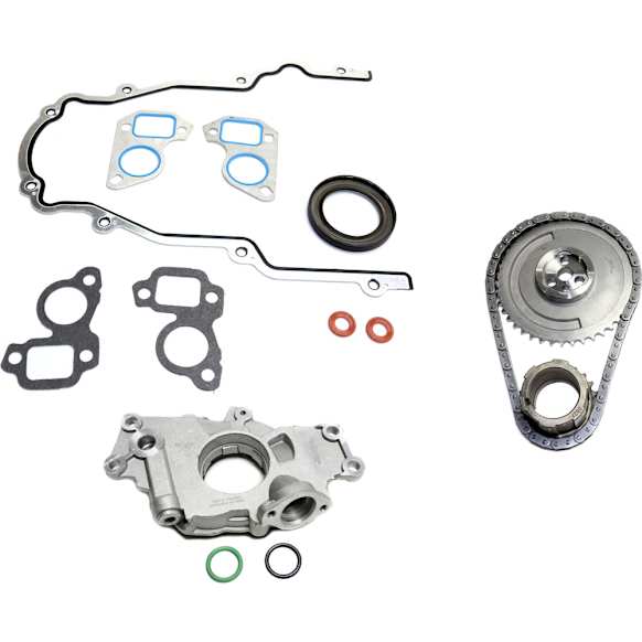 2006 Chevrolet Express 2500 - 3-Piece Kit Timing Chain Kit, VIN: V, OHV, Vortec Engine, 16 Valve, LR4, For Engines With 3 Bolt 1 Sensor Hub Cam Gear or With 3 Bolt No Sensor Hub Cam Gear, 4.8L 8Cyl,  Includes (1) Oil Pump, (1) Timing Chain Kit, and (1) Timing Cover Gasket