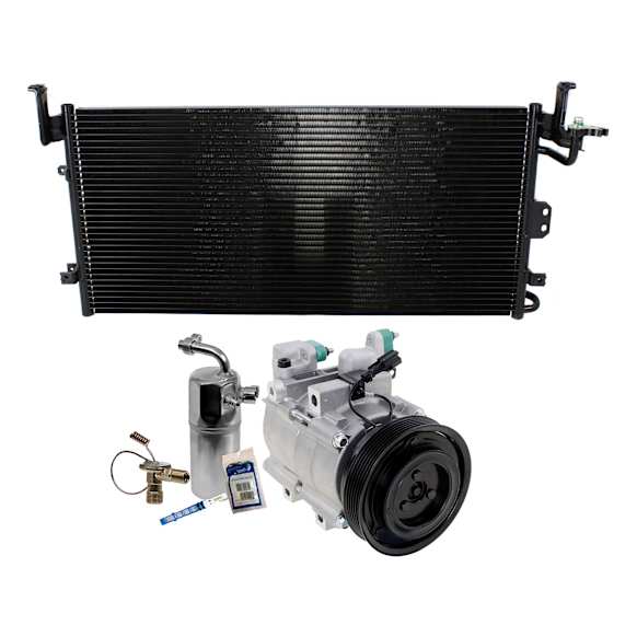 3-Piece Kit A/C Compressor, 6-Groove Pulley, includes A/C Condenser, and A/C Service Kit (A/C Expansion Valve, A/C Receiver Drier, and A/C O-Ring and Gasket Seal Kit)