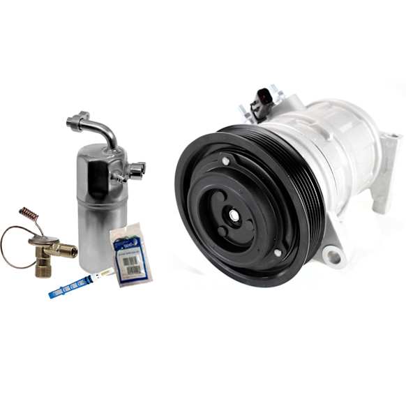 2007 Dodge Caravan - 2-Piece Kit A/C Compressor Kit, 3.3L 6Cyl, With Clutch, 6-Groove Pulley,  Includes (1) A/C Compressor and (1) A/C Service Kit (A/C Expansion Valve, A/C Expansion Valve, A/C Receiver Drier, and A/C O-Ring and Gasket Seal Kit)