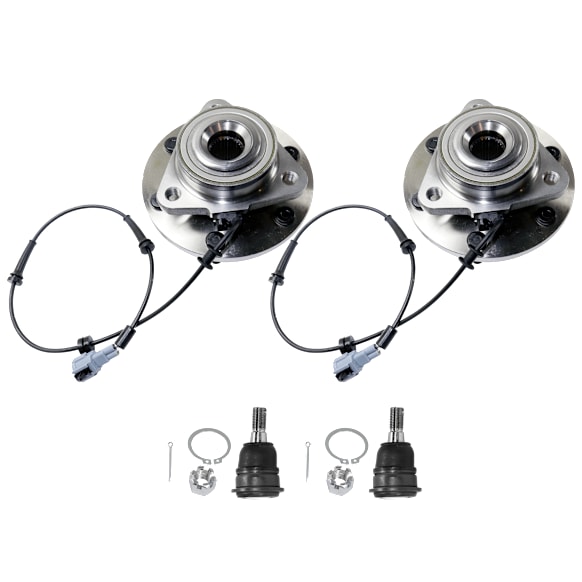 2005 Nissan Titan XE - 4-Piece Kit Front, Driver and Passenger Side Wheel Hub, 6 Lugs, With Bearing, With Sensor,  Includes (2) Ball Joint and (2) Wheel Hub