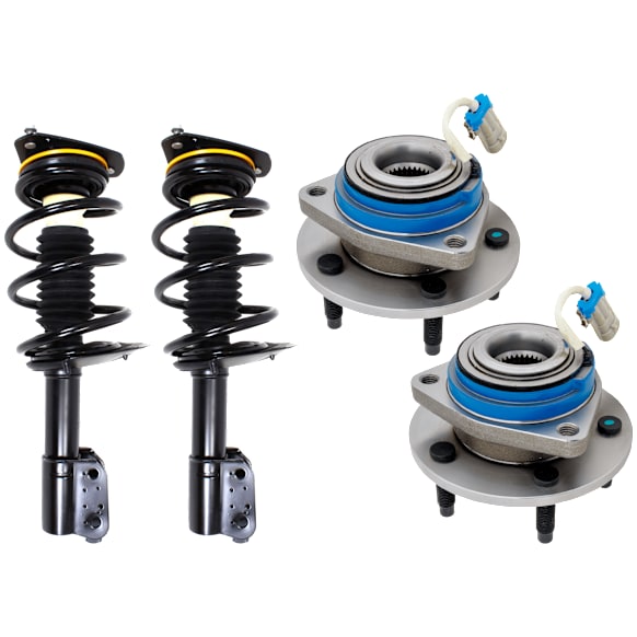 2003 Chevrolet Venture - 4-Piece Kit Front and Rear Suspension Kit, AWD, Steel Wire Clip - Bearing Flange Mounting Holes Threaded,  Includes (2) Shock Absorber and Strut Assembly and (2) Wheel Hub