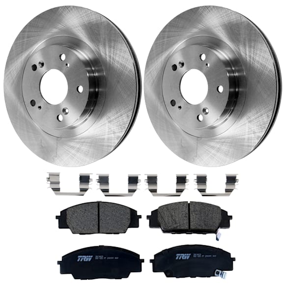 2010 Honda Civic - 2-Wheel Set Front Brake Disc and Pad Kit, Plain Surface, 5 Lugs, 299.97 mm, Ceramic, 2.0L 4Cyl, Includes (2) Disc and (1) Pad Set