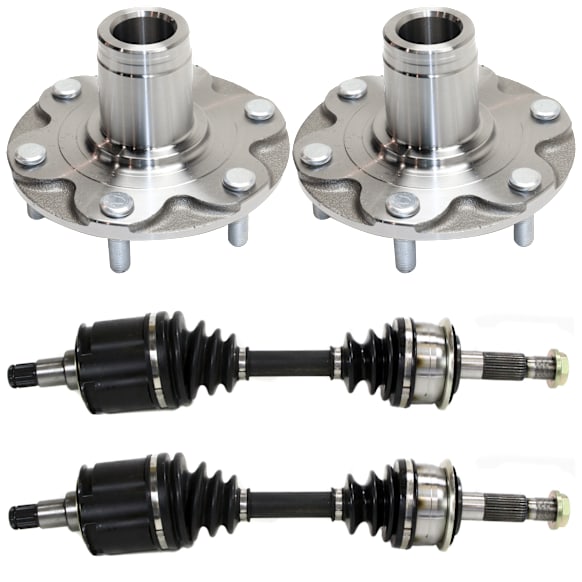 2001 Toyota Tacoma - 4-Piece Kit Front, Driver and Passenger Side Suspension Kit, Four Wheel Drive, With Automatic Disconnecting Differential,  Includes (2) Axle Assembly and (2) Wheel Hub