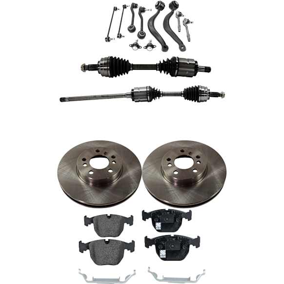 2004 BMW X5 - 7-Piece Kit Front, Driver and Passenger Side, Upper and Lower Control Arm Kit,  Includes (2) Axle Assembly, (2) Brake Disc, (1) Brake Pad Set, and (2) Control Arm