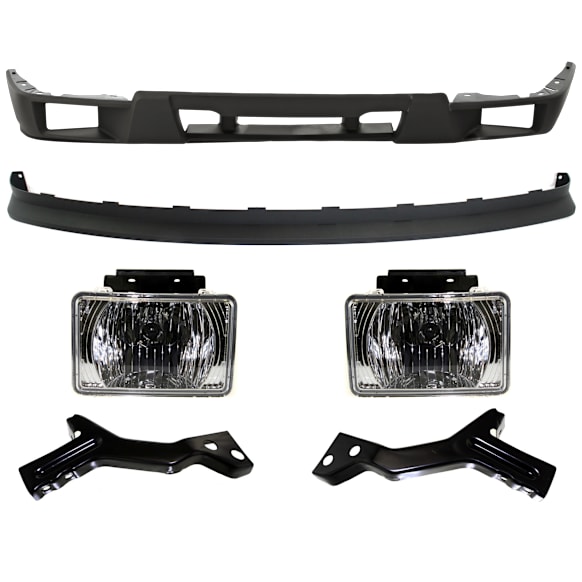 6-Piece Kit, Front, Driver and Passenger Side Halogen Fog Light, With bulb(s), Includes (2) Fog Light, (1) Bumper Cover, (2) Bumper Bracket and (1) Valance