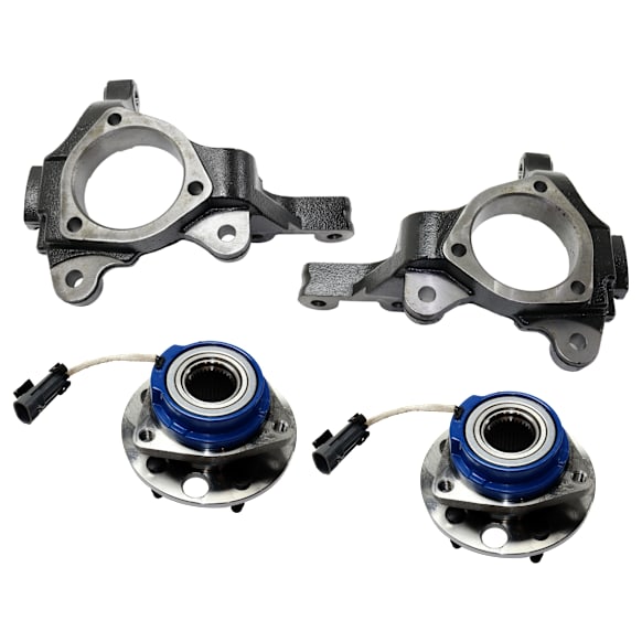 2000 Oldsmobile Intrigue - 4-Piece Kit Front, Driver and Passenger Side Steering Knuckle 3.5L 6Cyl, Cast Iron, Without Backing Plate, Without Bearing,  Includes (2) Knuckle and (2) Wheel Hub