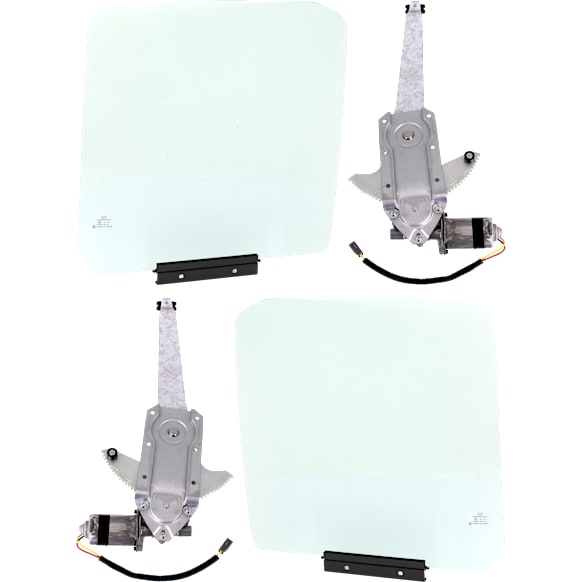 1988 Ford Bronco - 4-Piece Kit Front, Driver and Passenger Side Door Glass, Green Tint, DD08491 GTYN, DD08492 GTYN  Includes (2) Door Glass and (2) Window Regulator