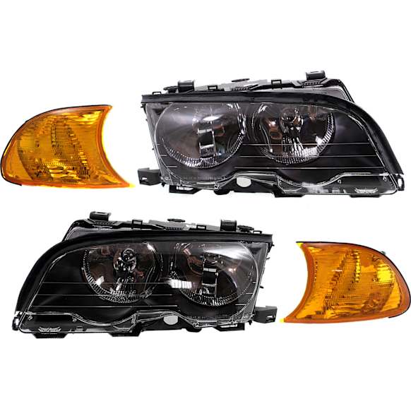 4-Piece Kit Driver and Passenger Side Halogen Headlight, With bulb(s), OE Replacement, Includes (2) Corner Light and (2) Headlight