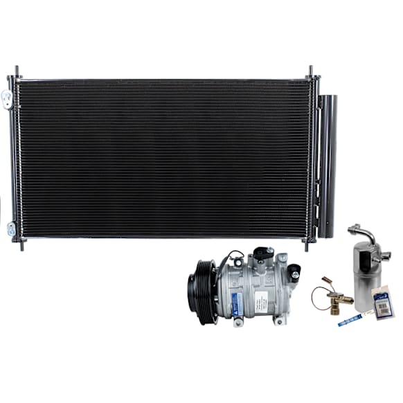 2010 Acura TL - 3-Piece Kit A/C Compressor Kit, 3.5L 6Cyl, With Clutch, 6-Groove Pulley,  Includes (1) A/C Compressor, (1) A/C Condenser, and (1) A/C Service Kit (A/C Expansion Valve, A/C O-Ring and Gasket Seal Kit, and Drier Desiccant Element)