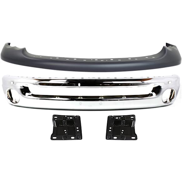 4-Piece Kit, Front Bumper, For Models With Bumper and Upper Fascia, Type 2, For Models Without Tow Hook, Chrome, Includes (1) Bumper, (2) Bumper Bracket, and (1) Valance