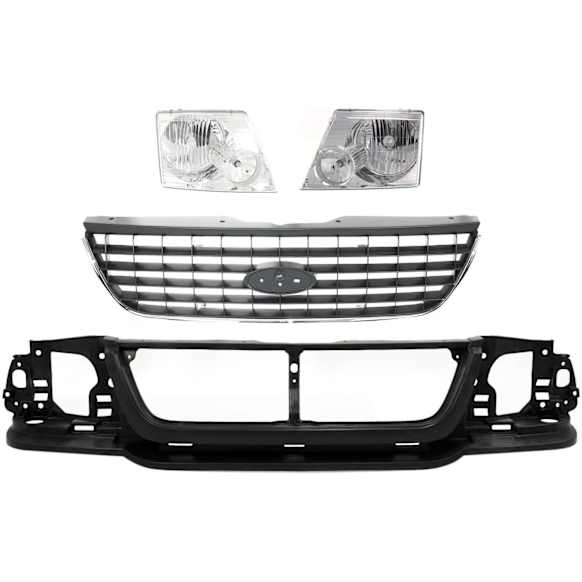 2005 Ford Explorer - 4-Piece Kit Header Panel,  Includes (1) Grille, (1) Header Panel, and (2) Headlight