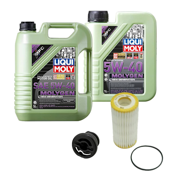 2017 Audi A3 Quattro - 4-Piece Kit Full Synthetic Motor Oil, 4-Piece Kit, Genuine Audi, Volkswagen  Includes (2) Motor Oil, (1) Oil Drain Plug, and (1) Oil Filter