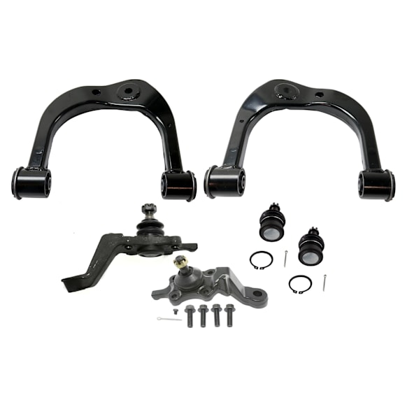 6-Piece Kit Front, Driver and Passenger Side, Upper and Lower Control Arm, includes (4) Ball Joint and (2) Control Arm