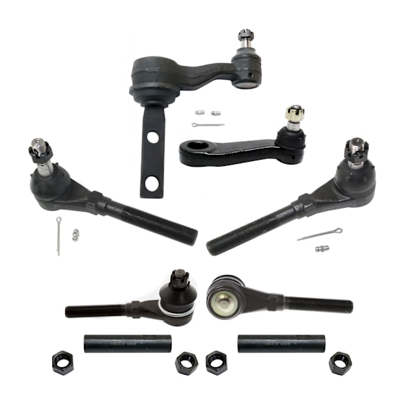 8-Piece Kit Idler Arm, Includes (1) Idler Arm, (1) Pitman Arm, (2) Tie Rod Adjusting Sleeve, and (4) Tie Rod End